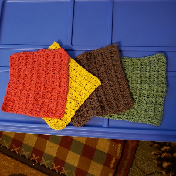 Crochet Waffle Texture Dishcloths - Fall Colors - Picture 2 of 2